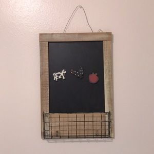 Rustic farmhouse chalk board mail holder.